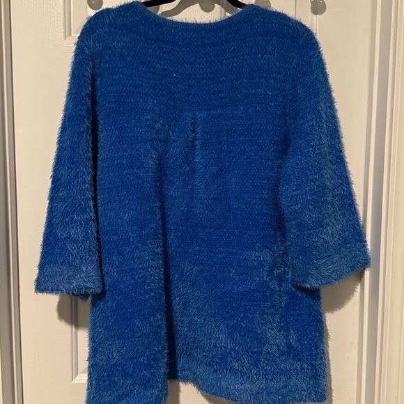 Women’s Lauren Michelle Sweater Knit Open Front Buttons Blue Silver Sz Medium - Picture 7 of 9